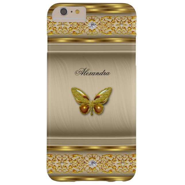 Exotic Gold Caramel Beige Butterfly Diamond 3 Case-Mate iPhone Case (Back)