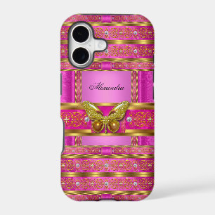 Exotic Gold Hot Pink Butterfly Diamond