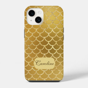 Exotic Gold Mermaid Scale Pattern iPhone 14 Case