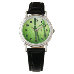 Exotic Green Bamboo With Shiny Bokeh Lights Watch