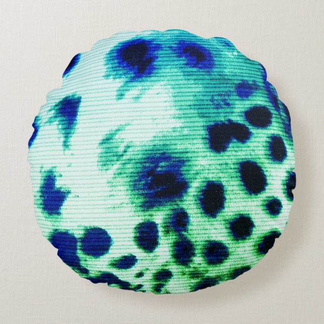 Exotic Green Leopard Print Round Throw Pillow (Front)