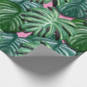 Exotic Green Tropical Leaves Pattern Wrapping Paper