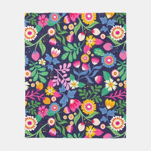 Exotic Hand Painted Floral Pattern-48330 Fleece Blanket (Front)