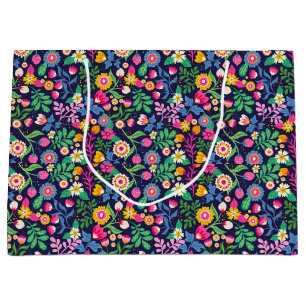 Exotic Hand Painted Floral Pattern-48330 Large Gift Bag