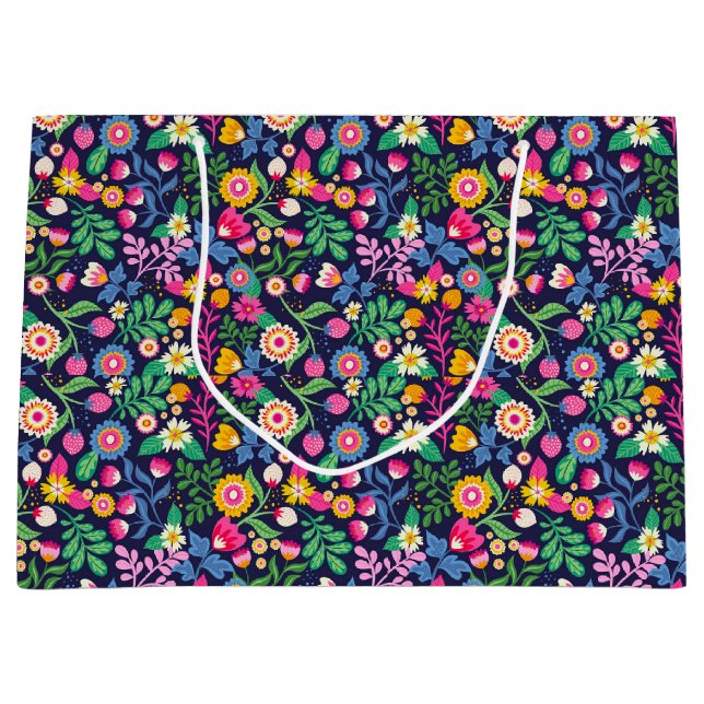 Exotic Hand Painted Floral Pattern-48330 Large Gift Bag (Front)