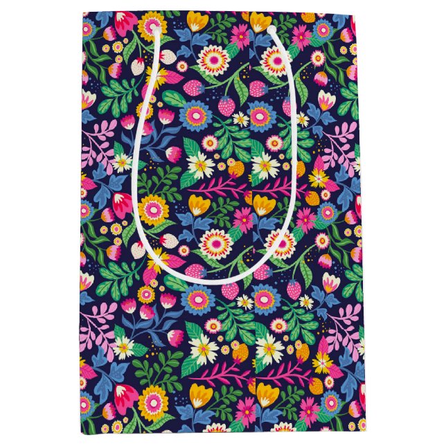Exotic Hand Painted Floral Pattern-48330 Medium Gift Bag (Front)
