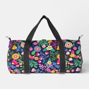 Exotic Hand Painted Floral Pattern Duffle Bag