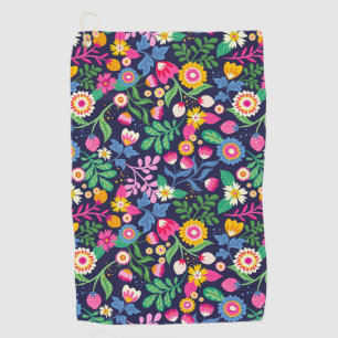 Exotic Hand Painted Floral Pattern Golf Towel