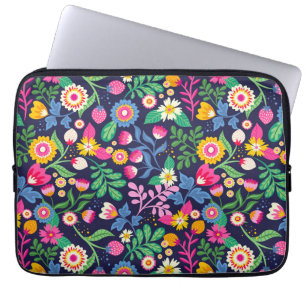 Exotic Hand Painted Floral Pattern Laptop Sleeve