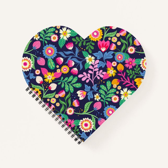Exotic Hand Painted Floral Pattern Notebook (Front)