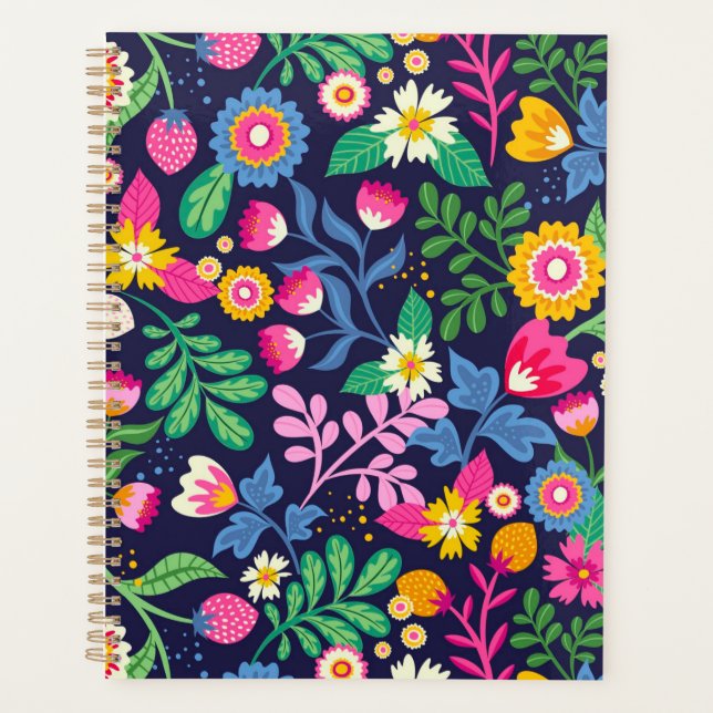 Exotic Hand Painted Floral Pattern Planner (Front)