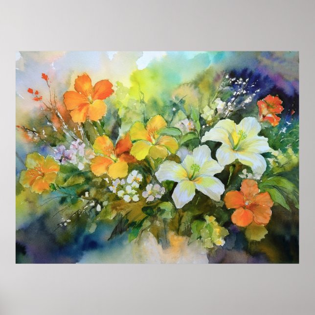 Exotic Hawaiian Flowers Poster (Front)