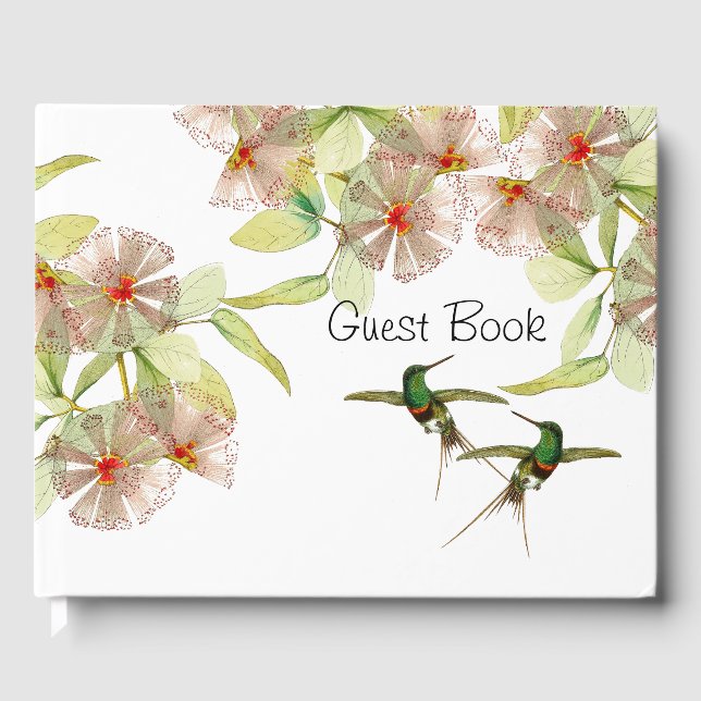 Exotic Hummingbird Birds Flowers Guest Book (Front)