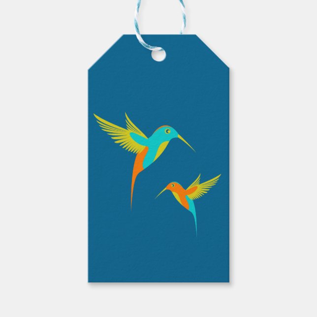 Exotic Hummingbirds Blue Gift Tags (Front)