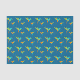 Exotic Hummingbirds Pattern Blue Tissue Paper