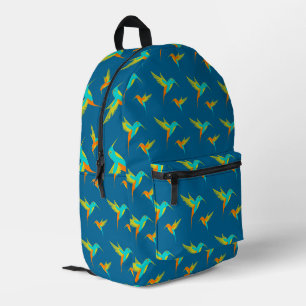 Exotic Hummingbirds Tropical Pattern Blue Printed Backpack