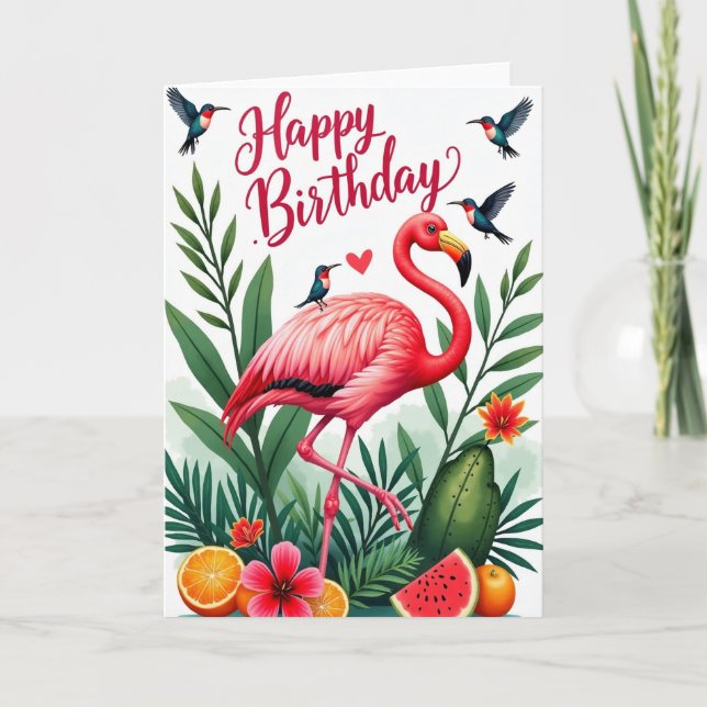 Exotic Illustration Birthday Card (Front)