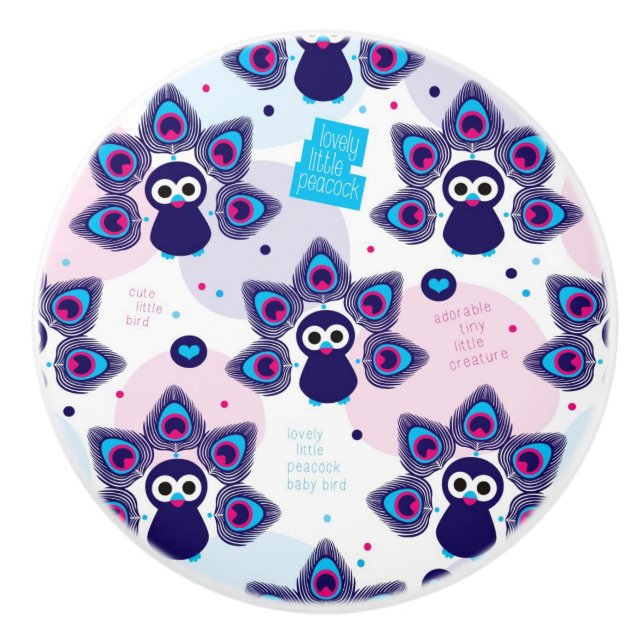 exotic india peacock pattern ceramic knob (Front)