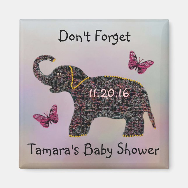 Exotic Jewel Elephant Save the Date Magnet (Front)