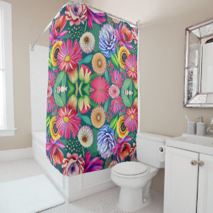 Exotic Jungle Flowers watercolor 3 Shower Curtain