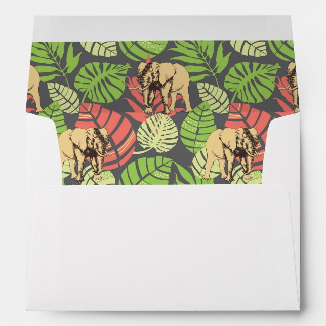 Exotic Jungle Leaves And Elephants Envelopes (Back (Bottom))