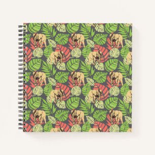 Exotic Jungle Leaves And Elephants Notebook