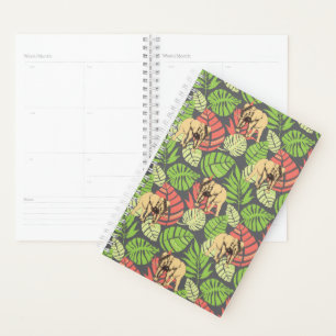 Exotic Jungle Leaves And Elephants Planner