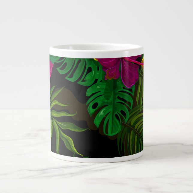 Exotic jungle night orchids pattern large coffee mug (Front)