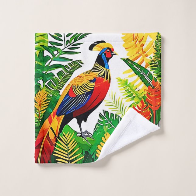 Exotic Jungle Pheasant Bath Towel Set (Wash Cloth)