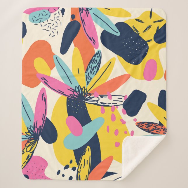 Exotic jungle plants: modern illustration pattern. sherpa blanket (Front)