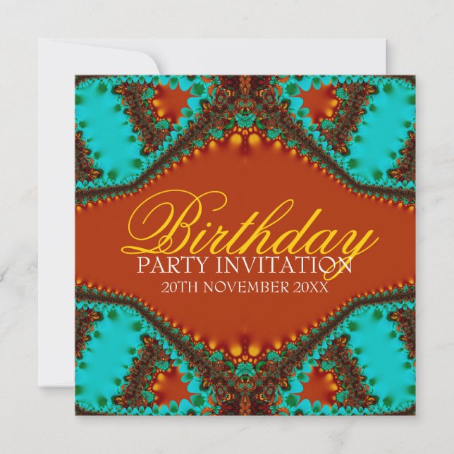 Exotic Lace Butterfly Birthday Invitations (Front)