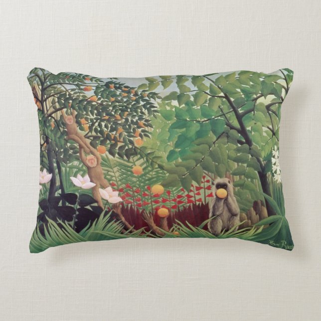 Exotic Landscape, 1910 Decorative Cushion (Front)