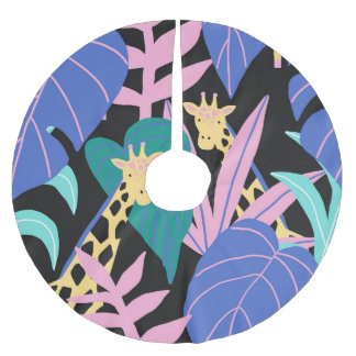 Exotic Leaves: Seamless Giraffe Pattern Brushed Polyester Tree Skirt