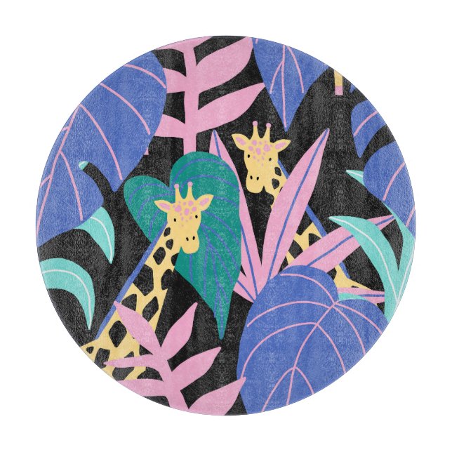 Exotic Leaves: Seamless Giraffe Pattern Cutting Board (Front)