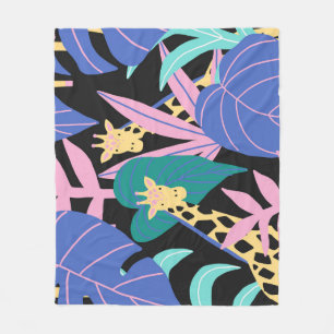 Exotic Leaves: Seamless Giraffe Pattern Fleece Blanket