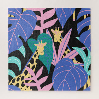 Exotic Leaves: Seamless Giraffe Pattern Jigsaw Puzzle