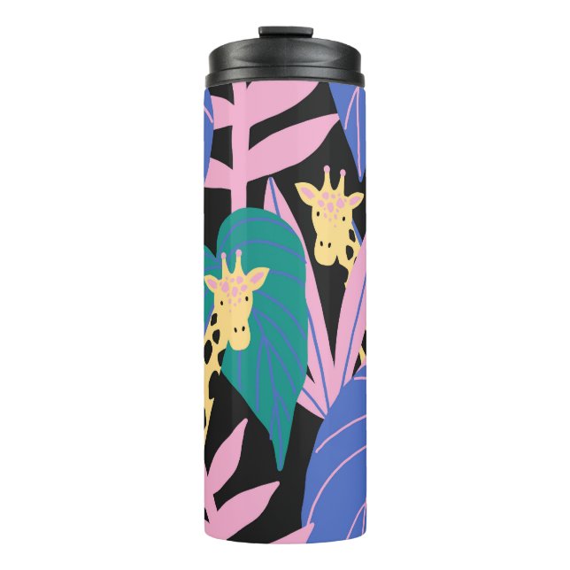 Exotic Leaves: Seamless Giraffe Pattern Thermal Tumbler (Front)