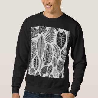 Exotic leaves, vintage floral black and white. sweatshirt