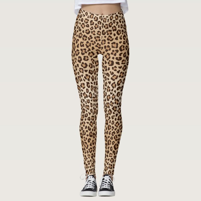 Exotic Leopard print pattern design Leggings (Front)