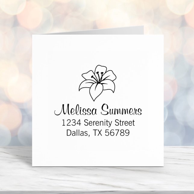 Exotic Lily Flower Address Self-inking Stamp (Creator Uploaded)