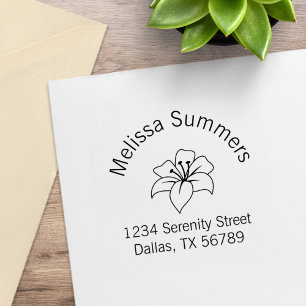 Exotic Lily Flower Arch Address Rubber Stamp