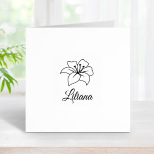 Exotic Lily Flower Custom Name Rubber Stamp