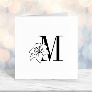 Exotic Lily Flower Monogram Initial Self-inking Stamp