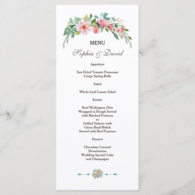 Exotic Luau Tropical Floral Wedding Menu (Front)