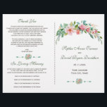 Exotic Luau Tropical Floral Wedding Program<br><div class="desc">Elegant,  exotic,  destination card design featuring Delicate Tropical Watercolour Flowers Bouquet,  floral dividers,  modern handwriting,  on a white background. Use Customise tool to add your info,  change fonts,  colours. For matching items,  please,  visit my Delicate Tropical Floral Wedding Collection.</div>