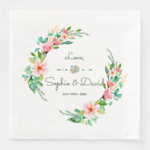 Exotic Luau Tropical Watercolor Floral Wedding Napkin