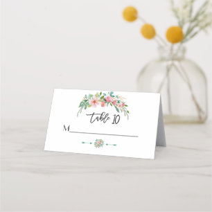 Exotic Luau Tropical Watercolor Floral Wedding Place Card