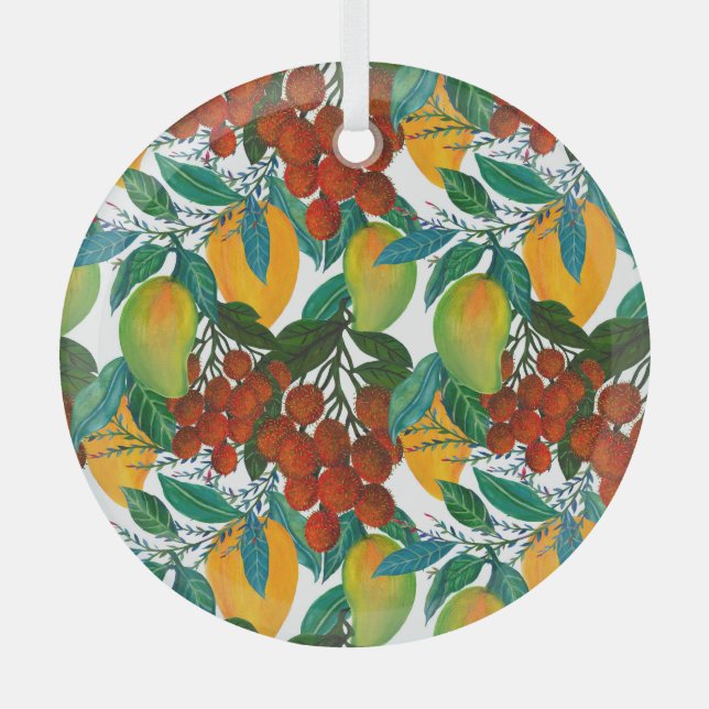 Exotic Mango: Summer Seamless Glass Tree Decoration (Front)