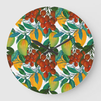 Exotic Mango: Summer Seamless Large Clock
