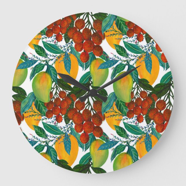 Exotic Mango: Summer Seamless Large Clock (Front)